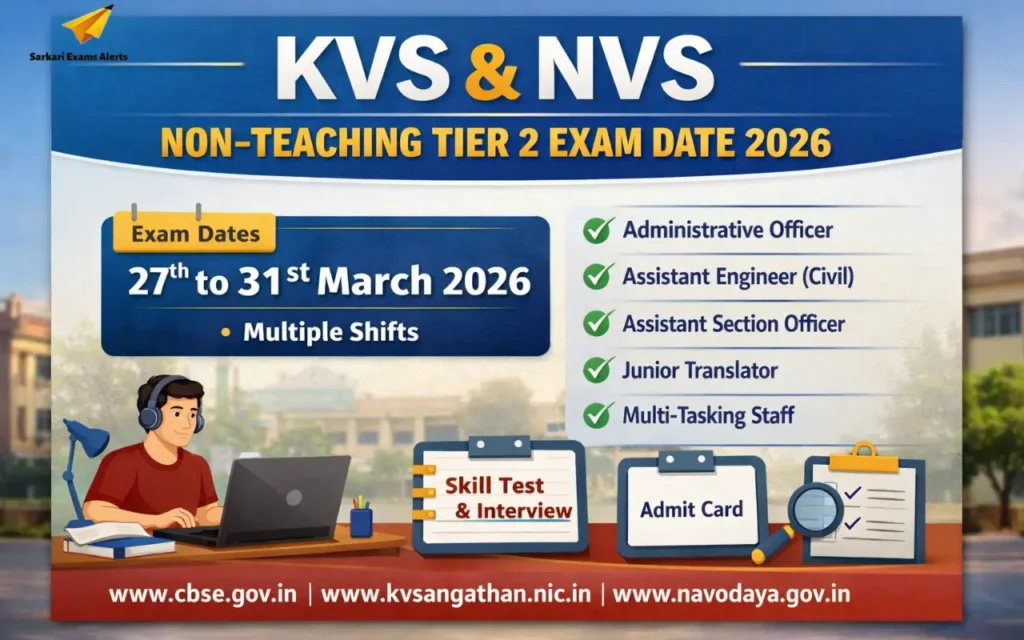 KVS NVS Non-Teaching Tier 2 Exam Date 2026 Out, Check Official Schedule