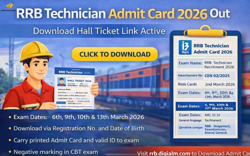 RRB Technician Admit Card