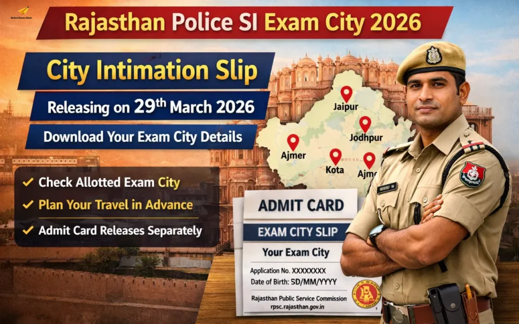 Rajasthan Police SI Exam City 2026 Date Out, Check RPSC SI City Intimation Slip rajasthan police si exam city