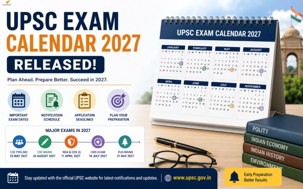 UPSC Exam Calendar 2027 Released at upsc.gov.in, Check CSE Prelims and Mains Dates upsc exam calendar