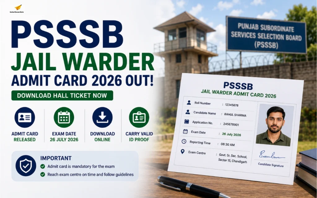PSSSB Jail Warder Admit Card 2026 Out: Download Punjab Jail Warder Hall Ticket, Exam Date & Call Letter psssb jail warden admit card