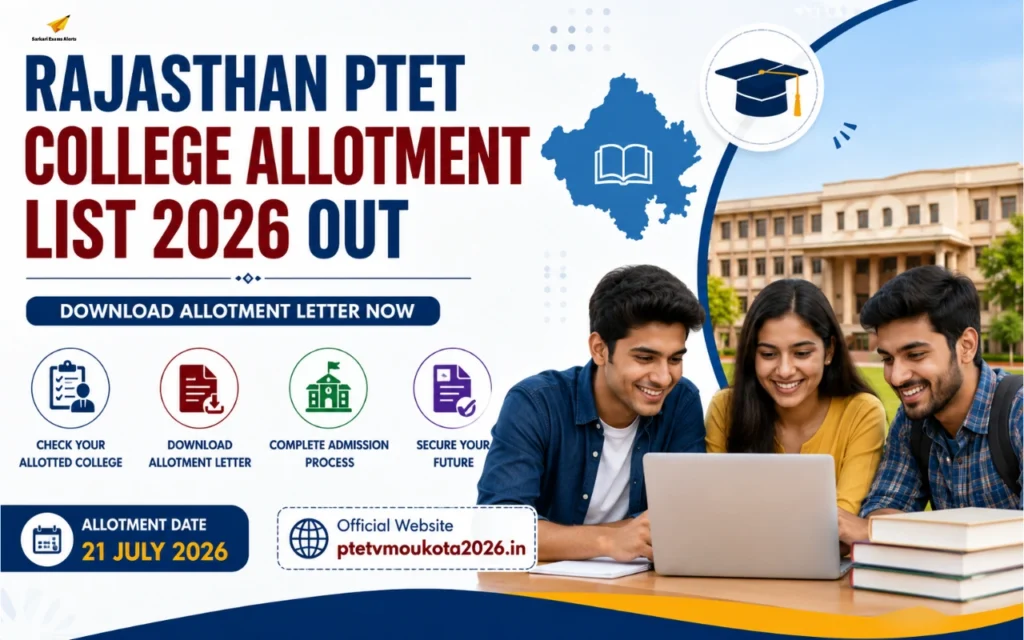 Rajasthan PTET College Allotment List 2026 Out: Download Seat Allotment Letter at ptetvmoukota2026.in rajasthan ptet college allotment list