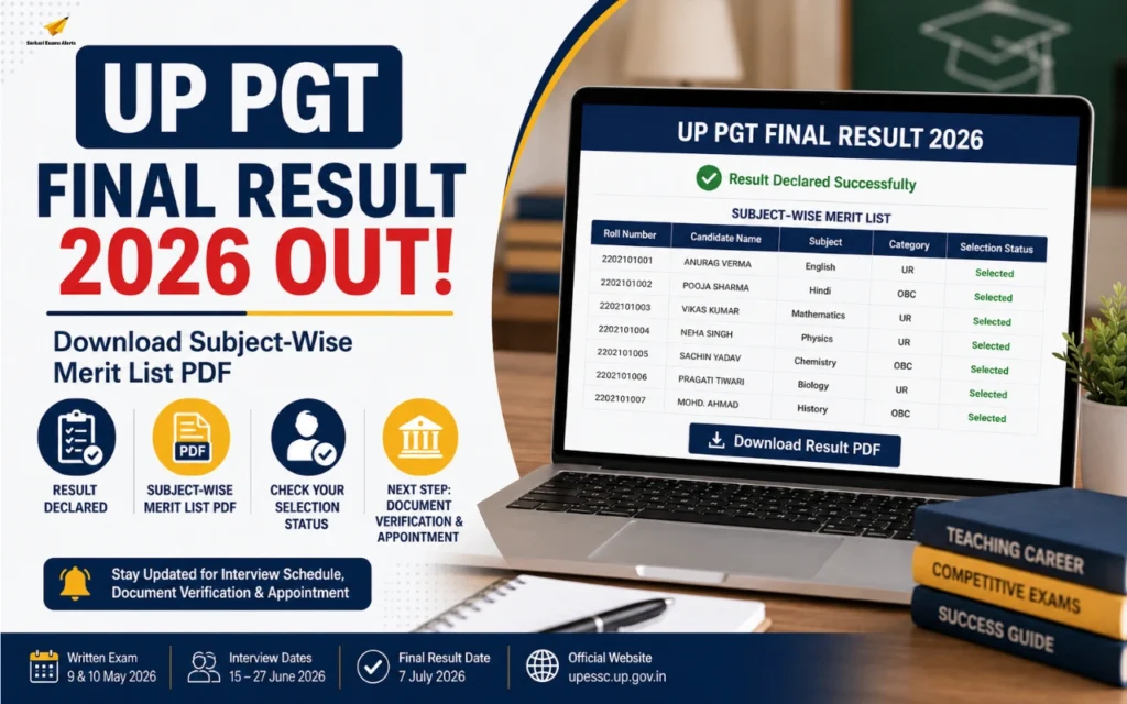 UP PGT Final Result 2026 Out at upessc.up.gov.in: Download Subject-Wise Merit List PDF up pgt final result