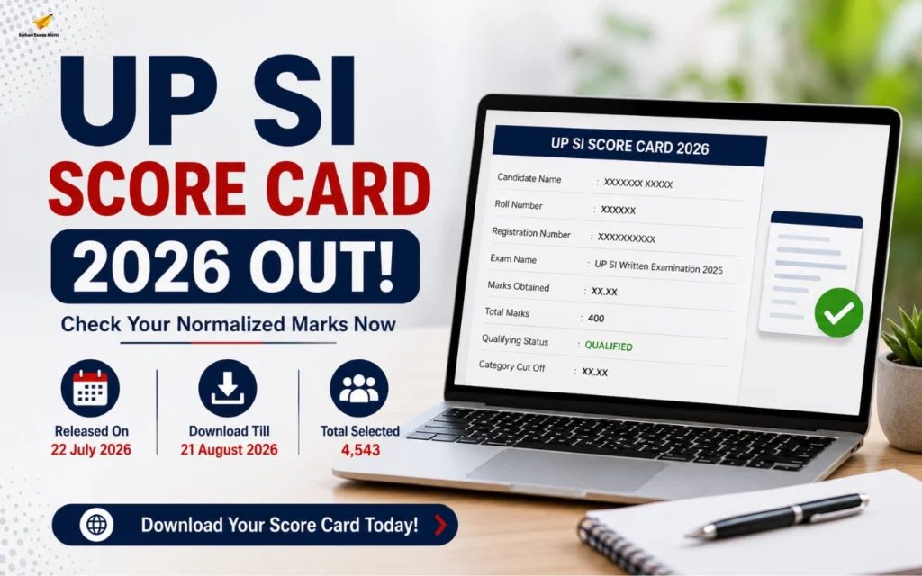 UP SI Score Card 2026 Out: Download UP Police SI Normalized Marks & Scorecard PDF up si score card