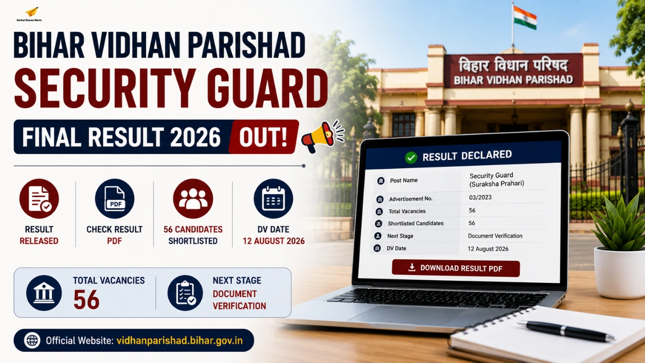 Bihar Vidhan Parishad Security Guard Final Result 2026 Out: Check Result PDF, DV Date, Cut Off & Selection Process bihar vidhan parishad security guard final result